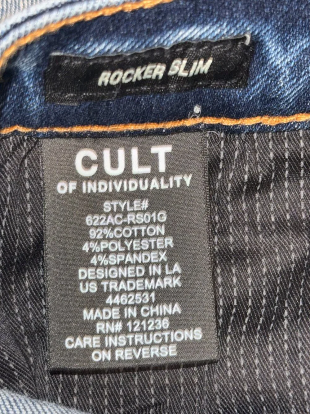 Cult of Individuality Rocker Slim Distressed Jeans Mens 40x33